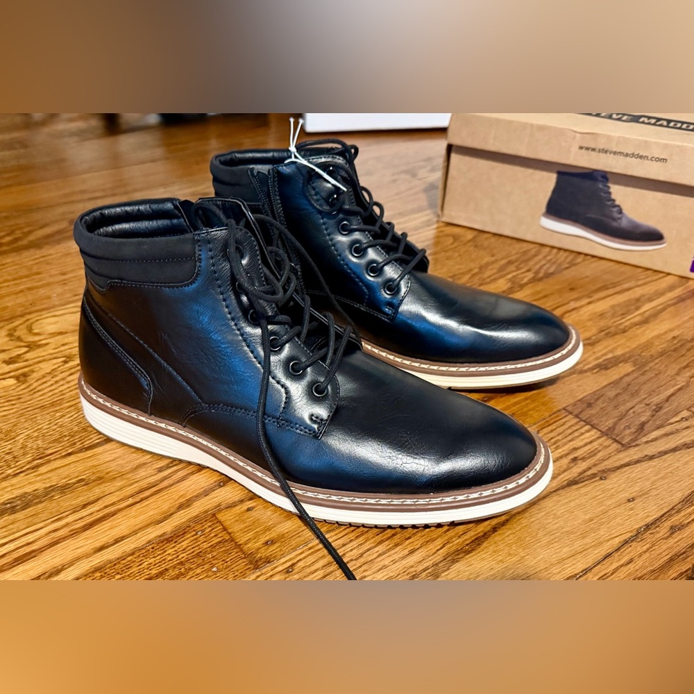 Steve Madden Men’s P-Jelen Black Boots - Picture 4 of 10